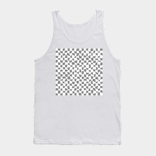 Warped Checkerboard, White and Grey Tank Top